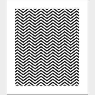 Simple Black and White Chevron Pattern Posters and Art